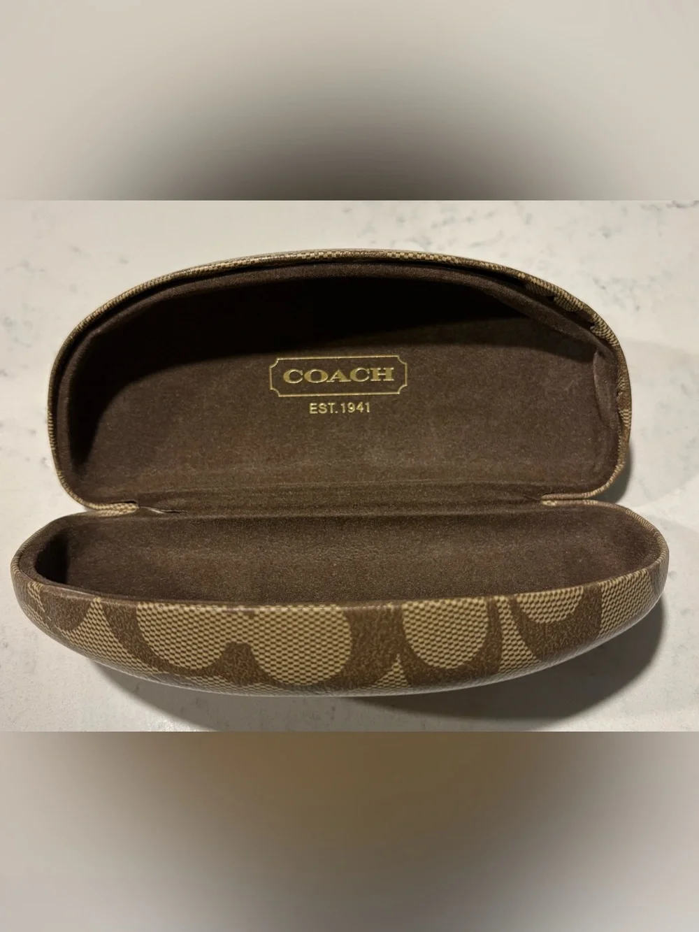 Coach Brown Signature C Monogram Eyeglass Case